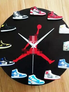 Jordan Black Wall Clock with Red Jumpman and Multicolor Sneaker Markers